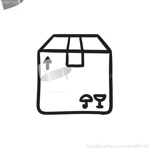 Image of Carton package box sketch icon.