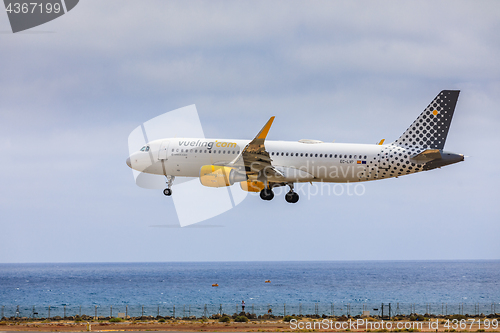 Image of ARECIFE, SPAIN - APRIL, 15 2017: AirBus A320 of vueling.com with