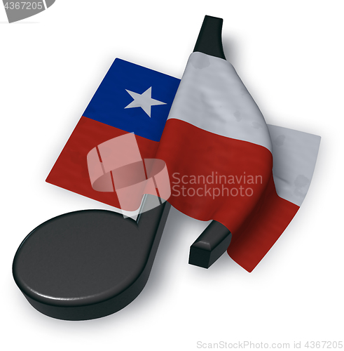 Image of music note symbol and flag of chile - 3d rendering