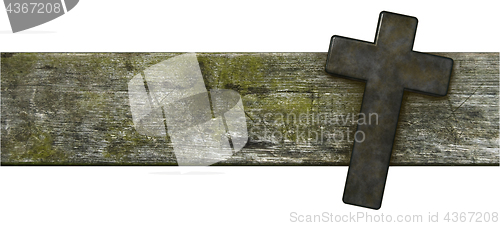 Image of christian cross on old wooden plank - 3d illustration