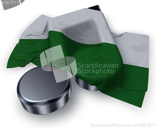 Image of music note symbol and saxon flag - 3d rendering