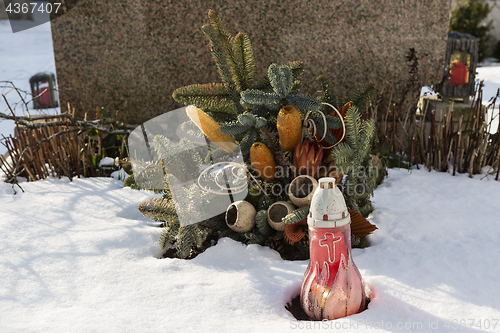 Image of Christmas decoration at a grave