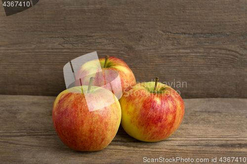 Image of Healthy apples on wooden background