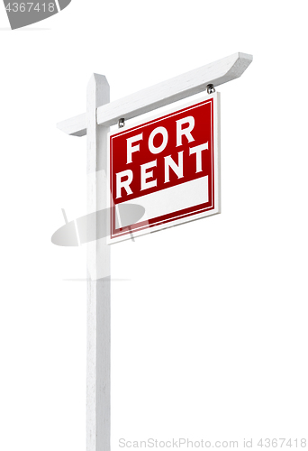 Image of Right Facing For Rent Real Estate Sign Isolated on a White Backg