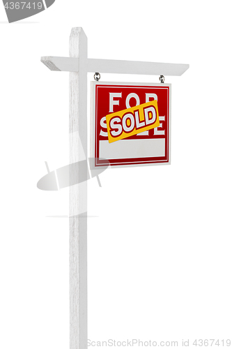 Image of Right Facing Sold For Sale Real Estate Sign Isolated on a White 