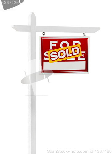 Image of Right Facing Sold For Sale Real Estate Sign Isolated on a White 