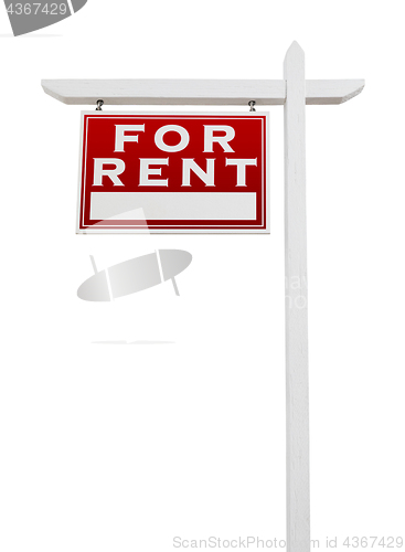 Image of Left Facing For Rent Real Estate Sign Isolated on a White Backgo