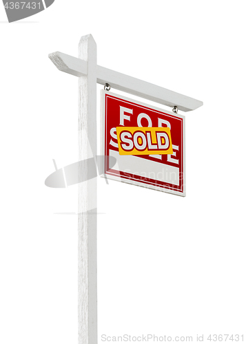 Image of Right Facing Sold For Sale Real Estate Sign Isolated on a White 