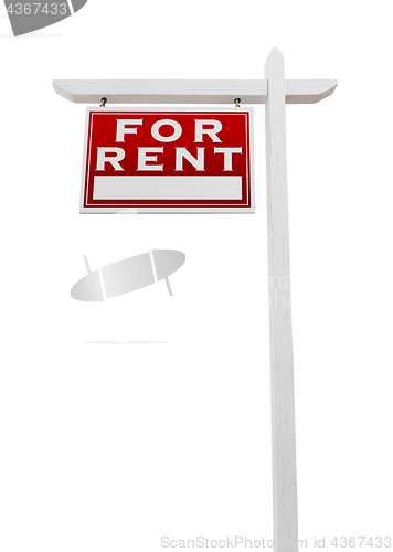 Image of Left Facing For Rent Real Estate Sign Isolated on a White Backgo