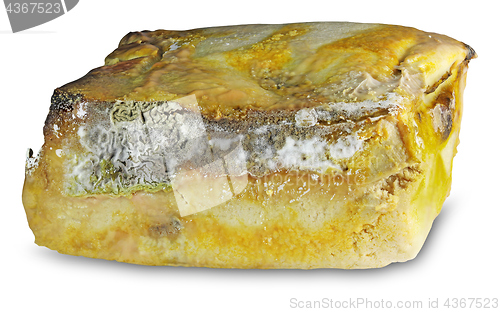 Image of Spoiled Moldy cheese isolated on white background