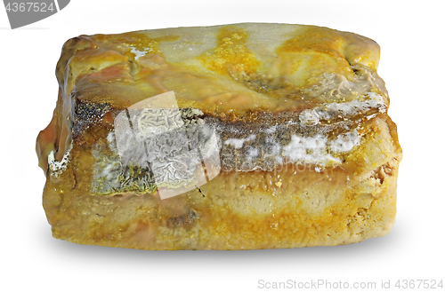 Image of Spoiled Moldy cheese isolated on white background