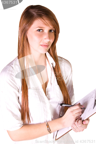 Image of Beautiful Girl With a Clipboard