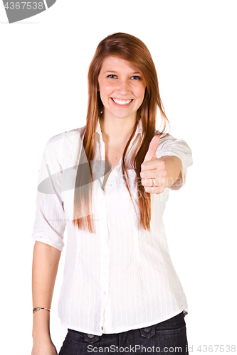 Image of Beautiful Girl Giving the Thumbs Up