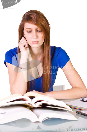 Image of Beautiful Woman Reading a Magazine