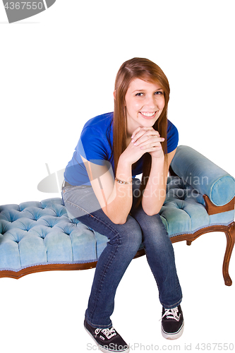 Image of Beautiful Girl Posing on the Antique Couch