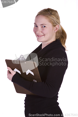 Image of Beautiful Girl With a Clipboard