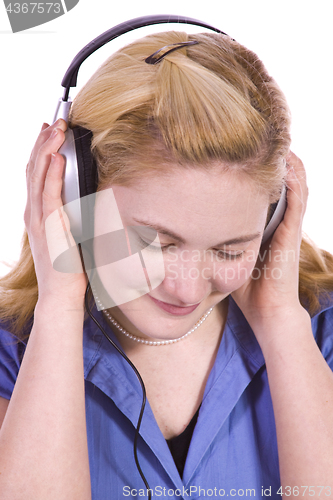 Image of Cute Girl Listening to Music