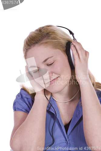 Image of Cute Girl Listening to Music