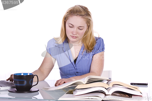 Image of Beautiful Woman Working on her Laptop