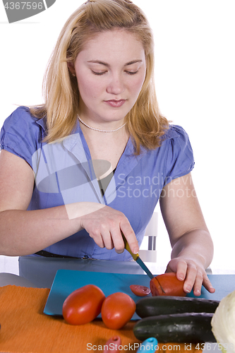 Image of Beautiful Girl Preparing Food