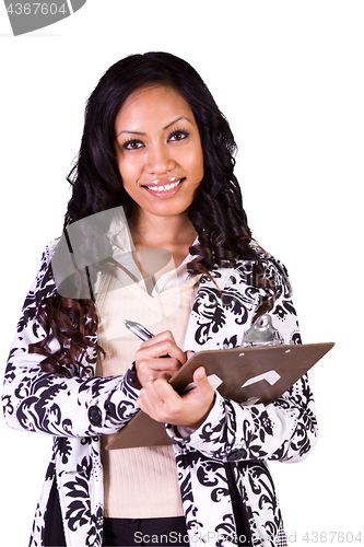 Image of Beautiful Girl With a Clipboard