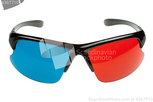 Image of Stylish 3d plastic glasses red and cyan isolated on white