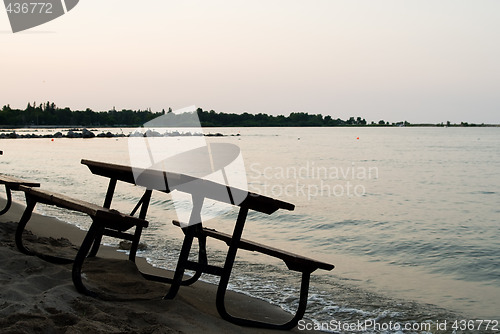 Image of Picnic Table By The Lake