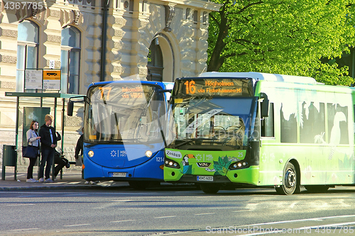 Image of Buses on City Bus Stop