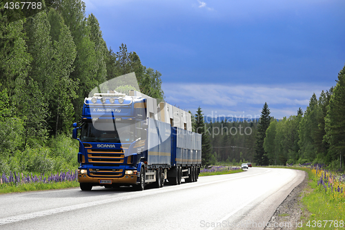 Image of Truck Transport Under Dark Sky