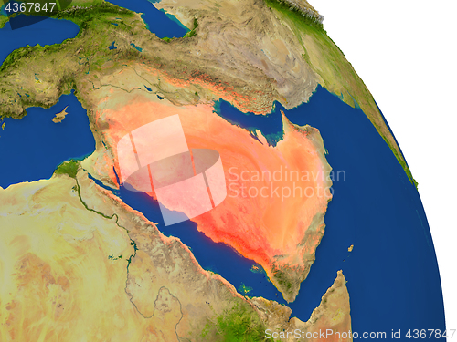 Image of Map of Saudi Arabia in red