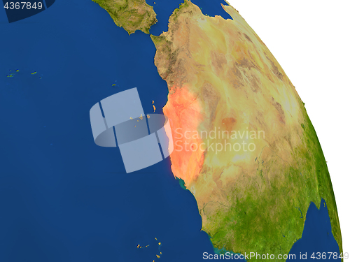 Image of Map of Western Sahara in red