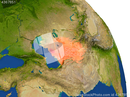 Image of Map of Turkmenistan in red