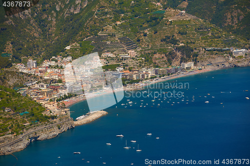 Image of High angle view of Minori and Maiori, Amalfi coast, Italy