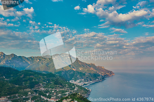 Image of High angle view of Minori and Maiori, Amalfi coast, Italy