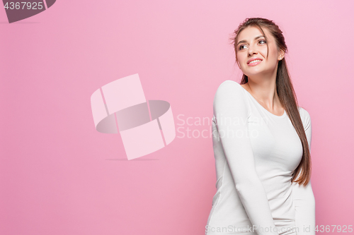 Image of The young woman\'s portrait with happy emotions