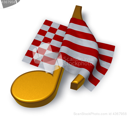 Image of music note symbol and flag of bremen - 3d rendering