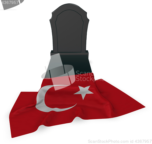 Image of gravestone and flag of turkey - 3d rendering