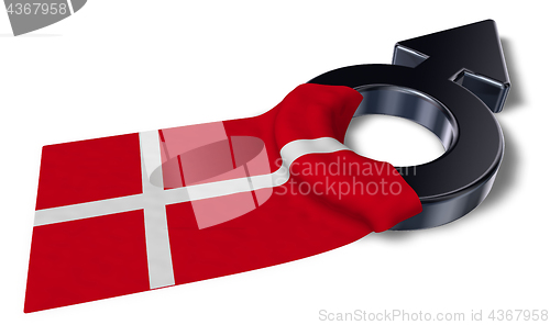 Image of mars symbol and flag of denmark - 3d rendering