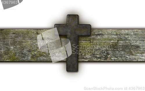 Image of christian cross on old wooden plank - 3d illustration