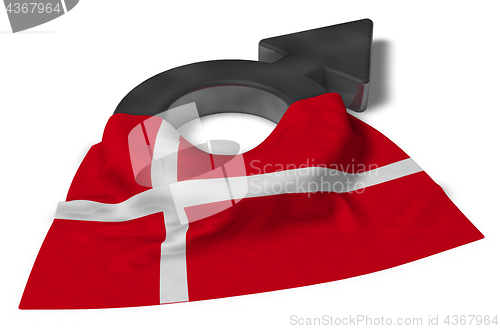 Image of mars symbol and flag of denmark - 3d rendering