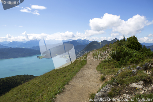 Image of Panorama mountain view from Jochberg to lake Walchensee