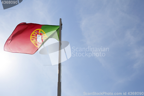 Image of National flag of Portugal on a flagpole