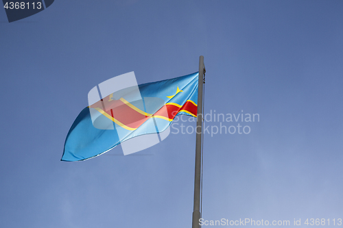 Image of National flag of Congo on a flagpole