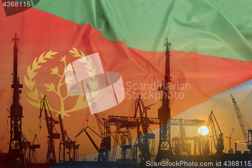 Image of Industrial concept with Eritrea flag at sunset