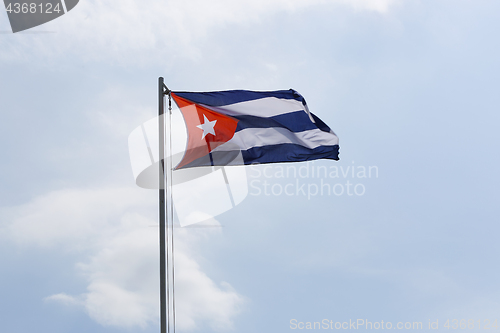 Image of National flag of Cuba on a flagpole