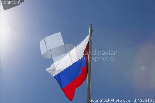 Image of National flag of Russia on a flagpole