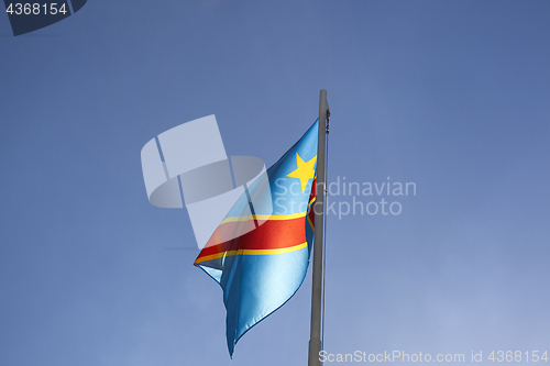 Image of National flag of Congo on a flagpole