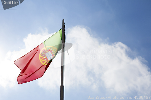 Image of National flag of Portugal on a flagpole