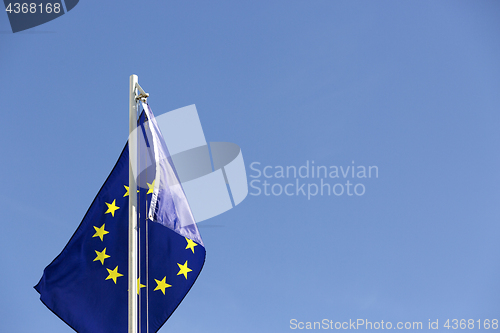 Image of Flag of European Union on a flagpole