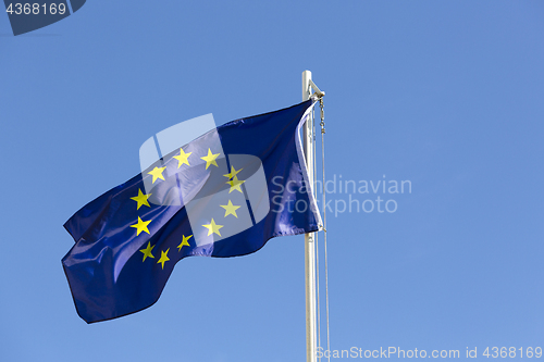 Image of Flag of European Union on a flagpole